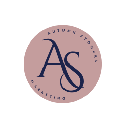 Logo for Autumn Stowers Marketing. It is a pink circle with the initials AS and the words Autumn Stowers curved around the initials on the top right and Marketing under the initials on the bottom left.