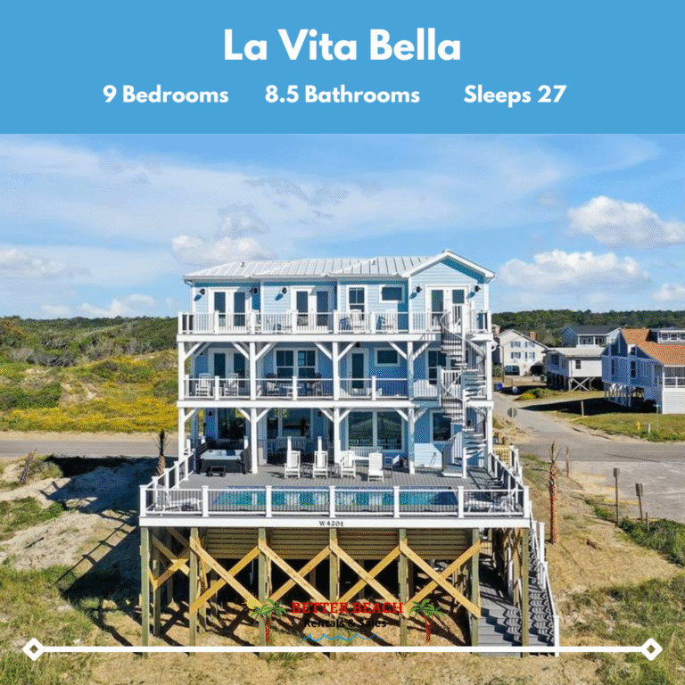 🌊 BRAND NEW OCEANFRONT LUXURY ON OAK ISLAND! 🌅 Gather, relax, and soak in stunning ocean views from 3 decks, a large elevated pool, and a sunset-worthy hot tub. Perfect for reunions or a dreamy getaway—La Vita Bella is ready to host your beautiful life. 💦✨