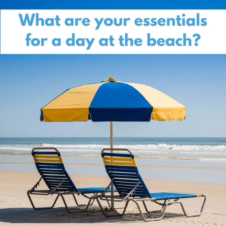 Some of our staff members answered this question and here are the answers: - A good book 📖 - Their Stanley Cup 🥤 - Bluetooth Speaker and a good playlist 🔊 - Their Tommy Bahama chair 🩴 - 100 SPF sunscreen ☀️ - Snacks! 🌯 Let us know your essentials below!!⤵️