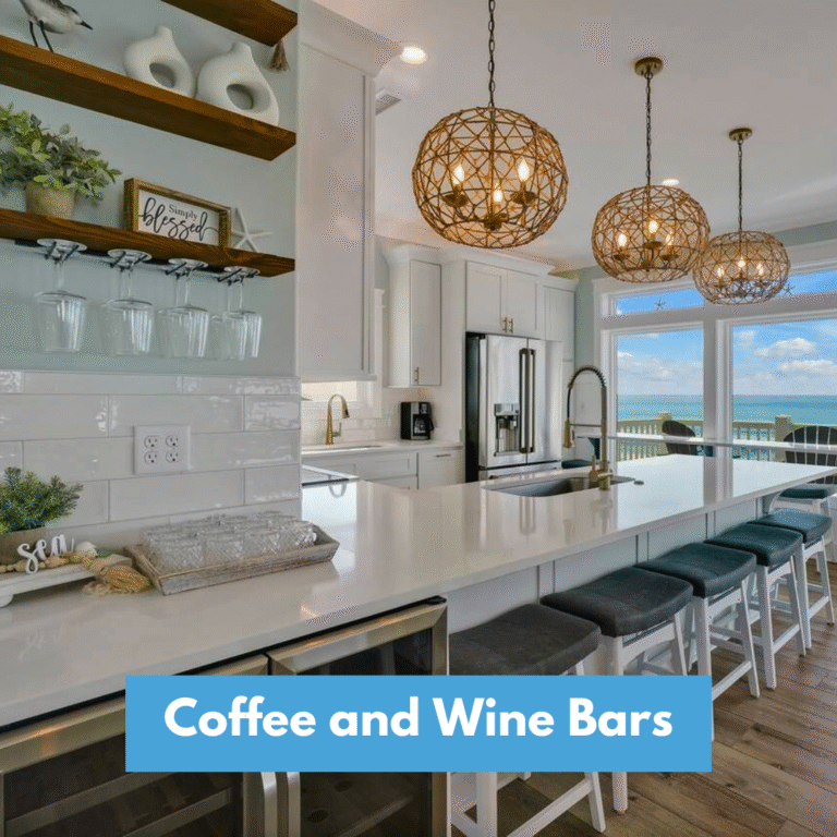 Enjoy the finer things in life at our vacation rentals, complete with cozy coffee nooks and elegant wine bars. Perfect for starting your day with a fresh brew or unwinding with a glass of wine in the evening.🍷☕ Home Pictured: Key to Paradise